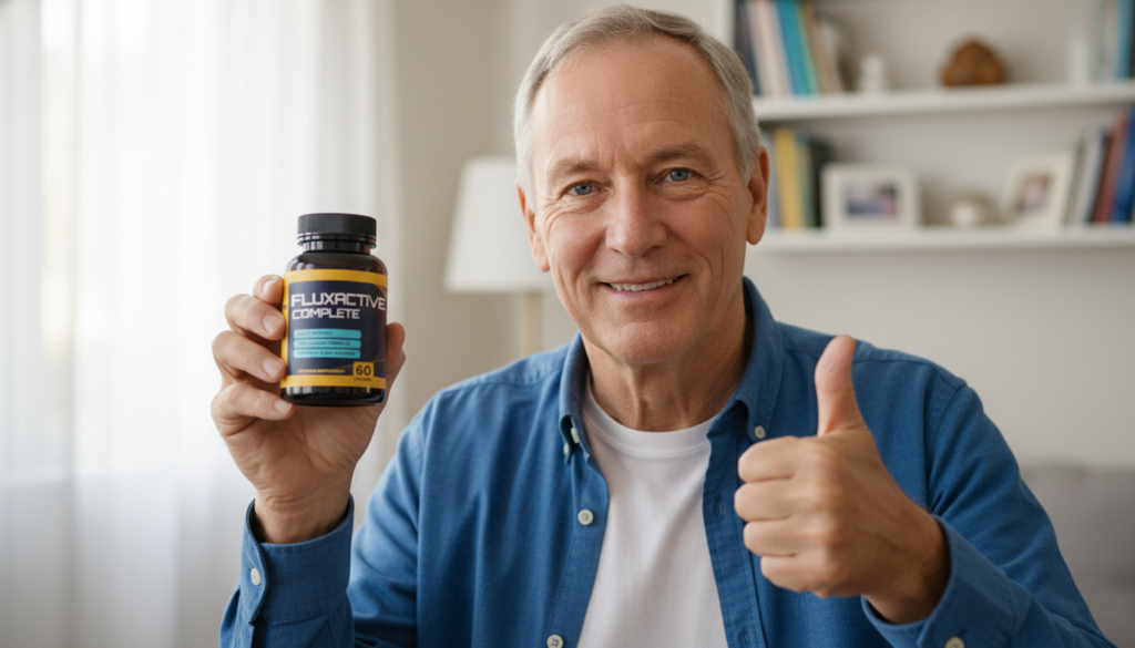 man over 60 feeling confident and comfortable after using prostate support supplement